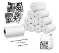 10 Rolls Thermal Printer Paper, White Printer Paper for Mini Sticker Receipt Printer Portable Bluetooth Pocket Printer, Mini Printer Paper Refill for Most Mini Thermal Printer