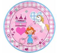 10 Round Paper Plates in the Life of a Princess/Unicorn/Children/Birthday/Girl Diameter 23 cm