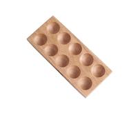 10 round Slot Rubber Wood Egg Tray Refrigerator Storage Green
