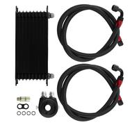 10 Row AN10 Universal Engine Oil Cooler W/ Filter Relocation Adapter Hose Kit