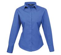 Premier Fitness Women's Poplin Long Sleeve Blouse Regular Fit Long Sleeve Blouse, Blue (Royal), 10 (Manufacturer Size:10)