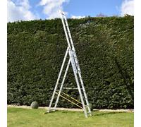 Trade Master Pro® 3 Section Combination Ladder | All in One Extension Ladder, Double Step Ladder | Aluminium | Anti Slip Stabiliser Bar | 150kg Weight Rating | EN131 Pro Certified | Size: 3x10