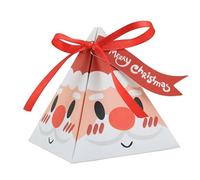 10 Santa Christmas Favour Boxes, Favours, Snow Man, Elf, Reindeer, Pyramid Gift Boxes, Presents, Cookies, Candy, Treats, Sweets, Gift, Decorations. (Santa)