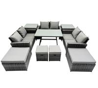 10 Seater Outdoor Table Double Seat Sofa 4 Stools 2 Side Table Set Fimous Dark Grey One Size