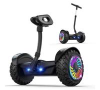 10" Self-Balancing Scooter, All Terrain Hover Board with Bluetooth Speaker, LED Wheels, And Lights,120kg Load-Bearing,Gift for Kids and Teenager Black