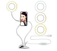 10" Selfie Ring Light with 50" Extendable Tripod Stand & Flexible Phone Holder for Live Stream/Makeup, UBeesize Mini Desktop Led Camera Ringlight for YouTube Video, Compatible with iPhone/Android