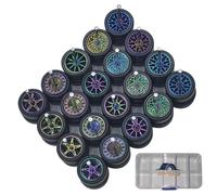 10 Set 1/64 Wheels and Tires Set, Chameleon Color 1 64 Scale Wheels with 5 Styles of Rims and Rubber Tires for 1/64 Diecast Cars Upgraded and Modified Rubber Tires (10set)