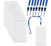 10 Set A6 ID Card Holders with Lanyards, 11x16cm Vertical PVC Badge Sleeves, Waterproof Name Tag for Office School Exhibition Access Pass