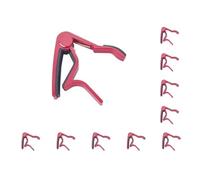 10 set Guitar Capo Streamlined Aluminum Guitar String Clip Clamp with Stainless Steel Spring Silicone Handle, Red