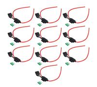 10 Set Inline Holder with, Holder Kit for Automotive Electrical Systems, Oxygen - Free Copper Wire, 30A 32V, ABS Housing with Tight - Fit Cover (12AWG, 30A)