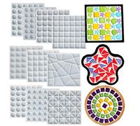 10 Set Mosaic Tiles Silicone Resin Mold Various Shaped Epoxy Silicone Casting Molds Mini Collage Stones Mosaic for Cup Coaster Vase Photo Frame Jewelry Box Pen Holder Decor, 3D DIY Making Crafts