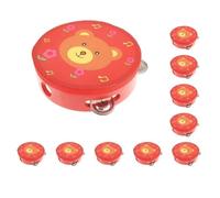 10 set NEW Wooden Tambourine Hand Bell Drum Musical Percusion Instrument-Bear, Red Bear, 15 * 4.5 cm