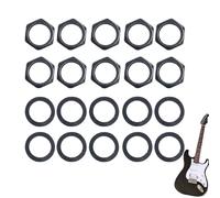 10 Set of Guitar Jack Nut and Washer,Jack Socket Nut with Washer,Thread 3/8" Guitar Input Output Ja/cks Socket N/uts and Washe/rs,Was/hers for Screws,Metal Was/hers,Gui/tar and Gear Accessories(Black)