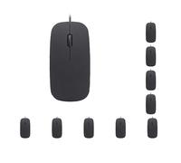 10 set of Wired Ultra-thin Mini Mouse Desktop Computer Laptop Matte Black White Cute Ergonomic Gaming Mouse, Black