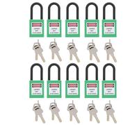10 Set Padlock, Safety Lockout Padlock, Lockout Tagout Lock Out Tag Out with 20 Keys Padlocks with Key Differently Kits Station(Green)