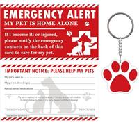 10 Set Pet Emergency Alert Card Claw Acrylic Keychain 2 x 3.5 inch My Dog or Cat is at Home Alone Emergency Alert Tag Contact Wallet Card with Contact Call