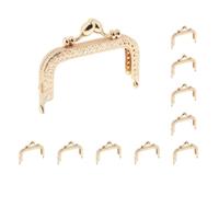 10 Set Square Embossed Metal Purse Handbags Frame Kiss Clasp Sewing Lock 8.5 cm, Gold