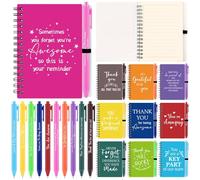 10 Set Thank You Pens and Notebooks Appreciation Gifts Bulk Include 10 Inspirational Notebooks Small Pocket Journal 10 Motivational Pens Thank You Pen for Staff for Coworker Women Men (Coloful)