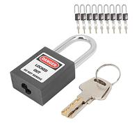 10 Sets 1.5In Safety Security Padlock Nylon Steel Heavy Duty Steel Beam Lock with Writable Label for Industrial Machine Manufacturing Power (Black)