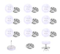 10 Sets 11mm No Sewing Shirt Buttons, 4-Hole Resin Decorative Button Pins Detachable No Sew Buttons for Clothes Cardigans Shirt Dress Sweaters DIY Crafts (White)