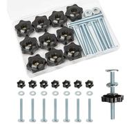 10 Sets 2-1/2 Inch T-Track Knob Kit, 1/4"-20 T Bolts with Star Knobs & Washers - Extra Long T Slot Bolts for Woodworking Fixtures, Router Tables, and Table Saw Clamps