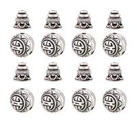 10 Sets/20pcs Tibetan Silver Guru Beads Antique Silver T-Drilled Beads 3-Hole Round & Buddha Beads for Jewelry Making