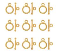 10 Sets 24K Gold Toggle Jewelry Clasps IQ Toggle Clasps T-Bar Closure Clasps Fastener OT End Connectors for DIY Necklace Bracelet Jewelry Making
