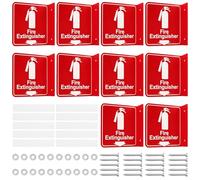 10 Sets 3D Fire Extinguisher Projecting Sign 6.3" x 6.3" Acrylic Fire Extinguisher Sign with Down Arrow Pre Drilled Mounting Hole, Includes Matching Screws，for Indoor Outdoor Wall