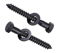 10-Sets 5/16 x 2 Hex Lag Screws and 5/16" ID Flat Washers, 304 Stainless Steel 18/8, Black Coated, Heavy Duty Wood Screws for Deck/Fence/Floor, by AOESIN