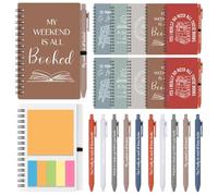 10 Sets Book Lovers Gifts Readers Gift Inspirational Librarian Notebooks Motivational Ballpoint Pens Back to School Gift Book Club Reading Themed Journal for Reader Student Teacher Librarian Day