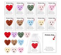 10 Sets Crochet Pocket Hug Heart Card Inspirational Emotional Support Gift