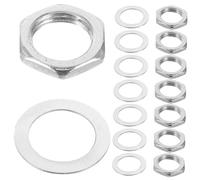 10 Sets Guitar Input Socket Nut Washer Alloy Hexagonal Silver | Sturdy Practical Accessory, Easy to Carry, Beautiful Look and Delicate Shape, 6.35 Output Socket Part