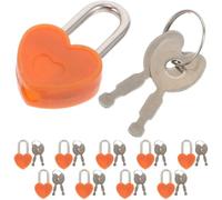 10 Sets Heart Shaped Lock and Key Plastic Treasure Box Accessory
