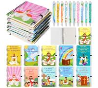 10 Sets Jesus Christian Gifts Spiral Bible Verse Notebooks & Ballpoint Pen | Inspirational Religious Christian Daily Prayer Faith Journal Notepads for Church Coworker Bible Study Supplies