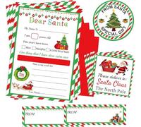 10 Sets Letter from Santa Kit Christmas Official Letters and Certificate from Santa Claus - Writing Kit for Christmas Wish List 5X 7 Inch Fill in The Blank Cards with Green Envelopes for Christmas