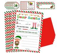 10 Sets Letter from Santa Kit Christmas Official Letters and Certificate from Santa Claus - Writing Kit for Christmas Wish List 5x 7 Inch Fill in The Blank Cards with Red Envelopes for Christmas