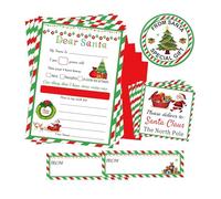 10 Sets Letter from Santa Kit Christmas Official Letters and Certificate from Santa Claus - Writing Kit for Christmas Wish List 5x 7 Inch Fill in The Blank Cards with Green Envelopes for Christmas