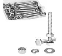 10 Sets M8x50m Motorcycle Bolts Set, M8x1.25 Hex Nuts and Bolts Sets with Washers Stainless Steel Machine Screws Assorted, Fully Threaded Metric Hexagon Head Right Hand External Hex Drive 50mm Bolts