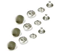 10 Sets of 12.5mm Snaps in Silver Colour. Nickel Free Poppers, Snap Fasteners, Press Studs for Sewing, Leather Craft. Belts, Clothes or Bags. Solid Brass Material.