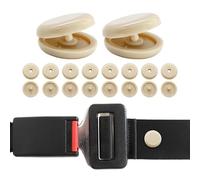 10 Sets Seat Belt Button Stop, Plastic Seat Belt Stop Clips, Universal Snap-On System Seatbelt Buckle Stopper Button Kit, Prevent Buckle from Sliding Down, No Welding Required (Beige)