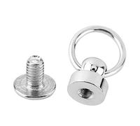 10 Sets Silver Brass Rivet Studs with Ring, Round Head Screwback Button Studs Kit for Leather Crafts DIY Art Projects