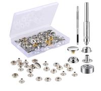 10 Sets Snap Fastener Kit, Press Studs Clothing Snaps Button with 3 Pieces Snap Fastener Tools for Bags, Jeans, Clothes, Fabric, Leather Craft(Silver)