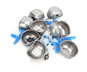 10 Sets Stainless Steel Rabbit Drinker, Rabbit Water Bowl for Small Animals, Durable No - Hose Tee Connector Drinking Bowl with Clamp Plate, for Rabbit Cage Farm Use (Siamese tee)
