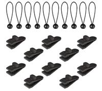 10 Sets Tarp Clips and Bungee Cord Ball Ties Set, 6 Inch Elastic Tie Downs, Adjustable Grip, for Camping, Tent, Awning, Canopy, Pool Cover, RV