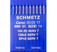 10 SEWING MACHINE NEEDLE Schmetz 134 (R) Serv 7 Round Piston Industrial Strength 90/14