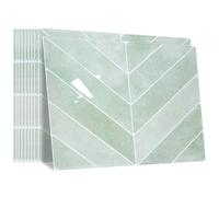 10 Sheet 3D Green Self Adhesive Tiles Rectangle Marble Peel and Stick Tiles Kitchen 1.2mm Thick Kitchen Splashbacks for Walls Waterproof Bathroom Wallpaper Subway Style Decals (12" x 9.3")