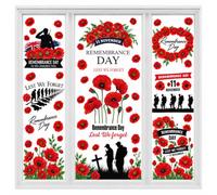 10 Sheet Lest We Forget Window Stickers, Poppy Day Window Stickers, Poppy Flower Decals, Remembrance Day Windows Sticker, Remembrance Days Poppies Soldiers Windows Sticker, Decor for Glass,Home,Car