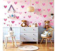 10 Sheet Pink Heart Shape Wall Sticker Heart Wall Decal for Bedroom Living Room Classroom, Playroom Decor Removable Wall Stickers