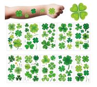 10 Sheet St. Patrick's Day Stickers, St Patricks Day Temporary Tattoos, Green Shamrock Four Leaf Clover Fake Tattoos For Kids Adults, St. Patrick's Day Accessory Set For Party & Decorations