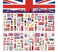 10 Sheet Union Jack Flag Tattoos for VJ Day 80th Anniversary Decorations,Coronation Temporary Tattoos Stickers,Fake Tattoo UK Stickers for Adult,Kids Stick on Tattoos Union Jack Party Supplies